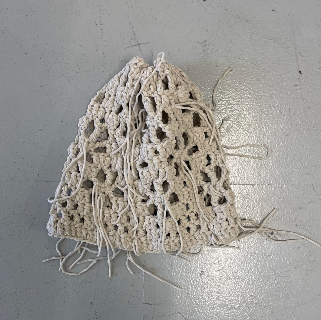 Floral Crochet Hat in Grey/Beige